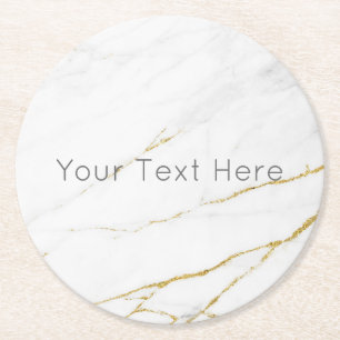 Anpassningsbar Guld Marble Round Papper Underlägg