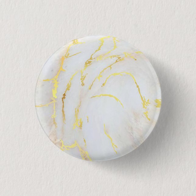 Anpassningsbar Guld Marble Template Trendig Elegan Knapp (Framsida)
