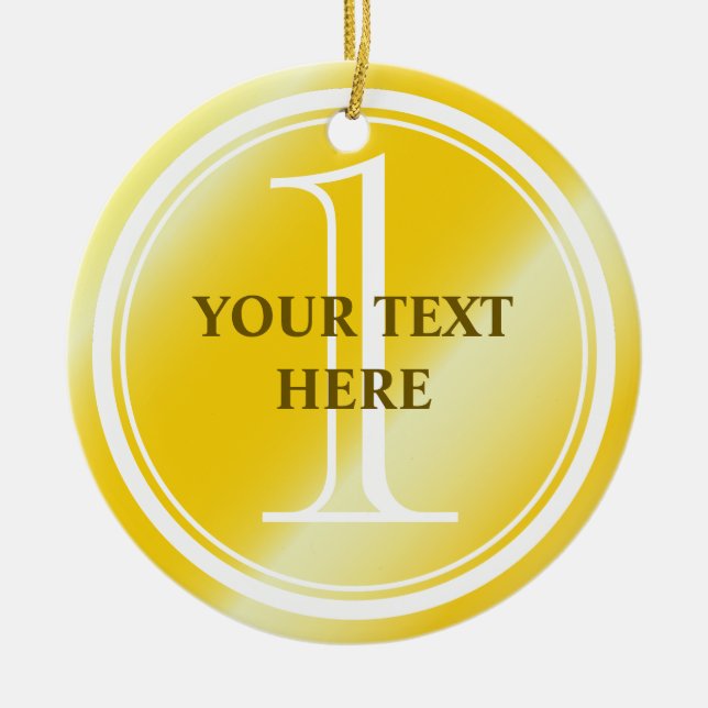 Anpassningsbar Guld Medal Ceramic Ornamic för numm Julgransprydnad Keramik (Framsidan)