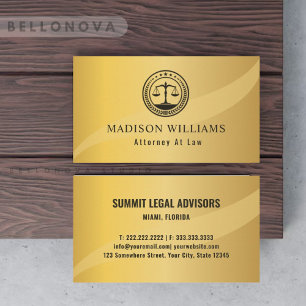 Anpassningsbar Guld Metall Stil Black Monogram Law Visitkort