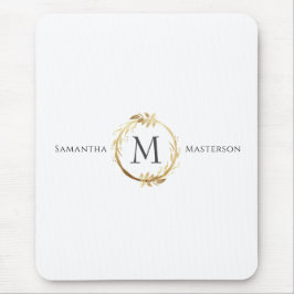 Anpassningsbar Guld Monogram botaniskt foliage and Musmatta