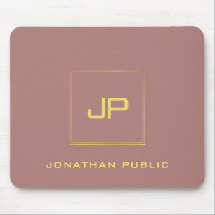 Anpassningsbar Guld Monogram-Elegant Modern Musmatta