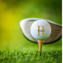 Anpassningsbar Guld Monogram Namn Första Golf Boll