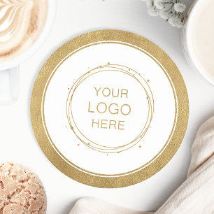 Anpassningsbar Guld PR Business Logotyp Branded Underlägg Papper Rund