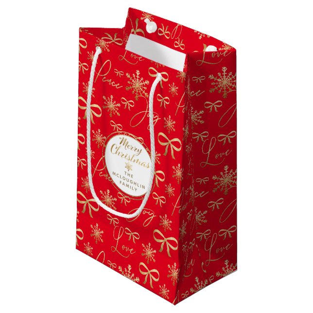 Anpassningsbar Guld Red Joy Peace Kärlek Snowflake (Framsidan Vinklad)