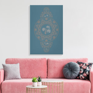 Anpassningsbar Guld Rococo Lotus Ornamental Mandal Canvastryck