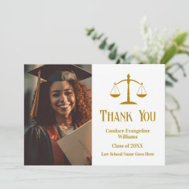 Anpassningsbar Guld Scales of Justice Lawyer Photo Tack Kort