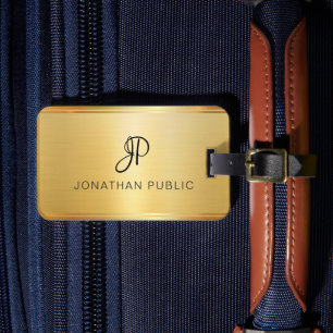 Anpassningsbar Guld, se handskrivet monogrammat Tr Bagagebricka