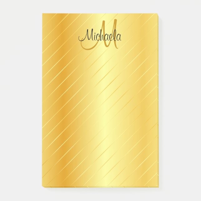 Anpassningsbar Guld: Se Monogram Modern Elegant Post-it Block (Framsida)