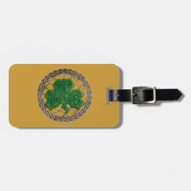 Anpassningsbar Guld Shamrock Celtic Knogs Luggage  Bagagebricka (Horisontell Framsida)