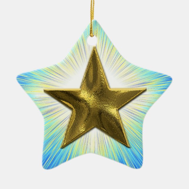 Anpassningsbar Guld Star Ornament (Framsidan)