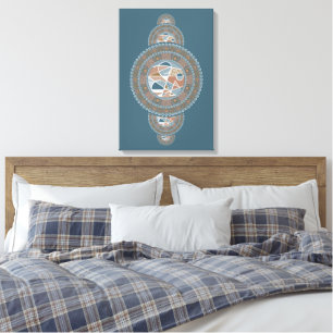 Anpassningsbar Guld Teal Abstrakt Ornamental Manda Canvastryck