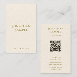Anpassningsbar Guld Text QR-kodmall Modern Lodrät Visitkort