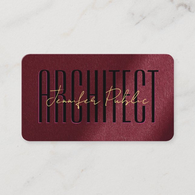 Anpassningsbar Guld textskript lyxarkitekt Visitkort (Framsida)