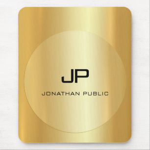 Anpassningsbar Guld: Titta på Eleganten Monogramm Musmatta