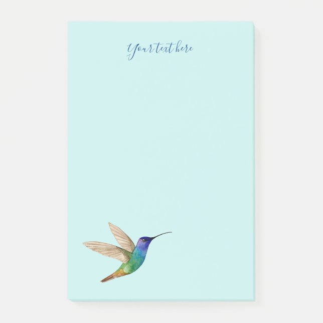 Anpassningsbar Guldstjärtad Sapphire Hummingbird Post-it Block (Framsida)