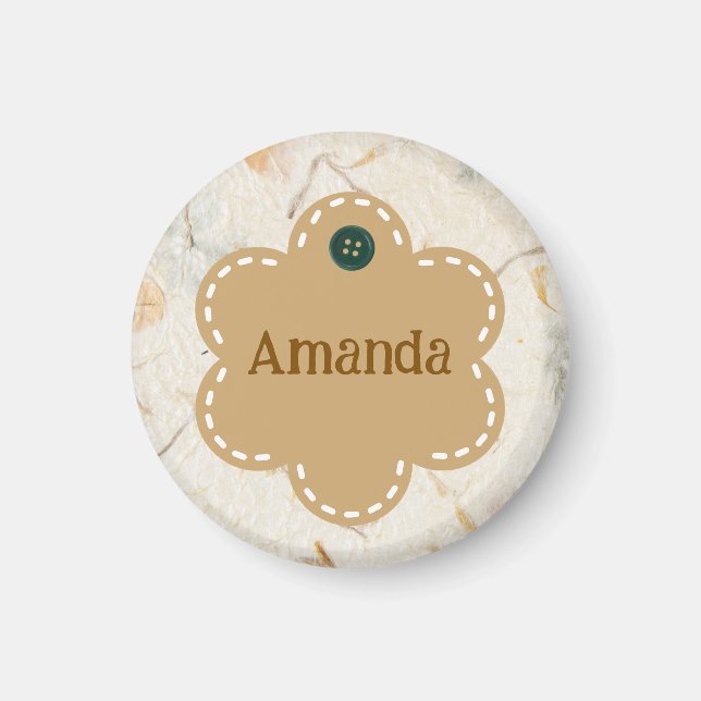 Anpassningsbar gullig ört brun gräns i blommigt fo magnet (Framsidan)