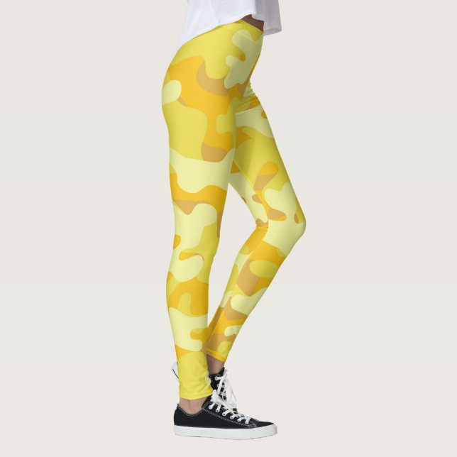 Anpassningsbar Gult Camouflage Leggings (Höger)