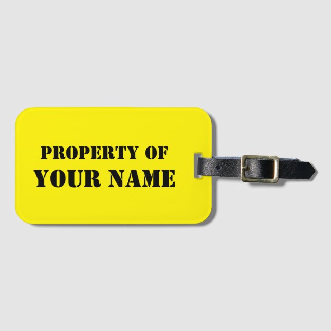 Anpassningsbar gult EGENDOM av resgodsets resgodss Bagagebricka (Framsida horisontal)