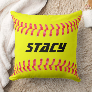 Anpassningsbar Gult Fastpitch Softball Dekorativ k Kudde
