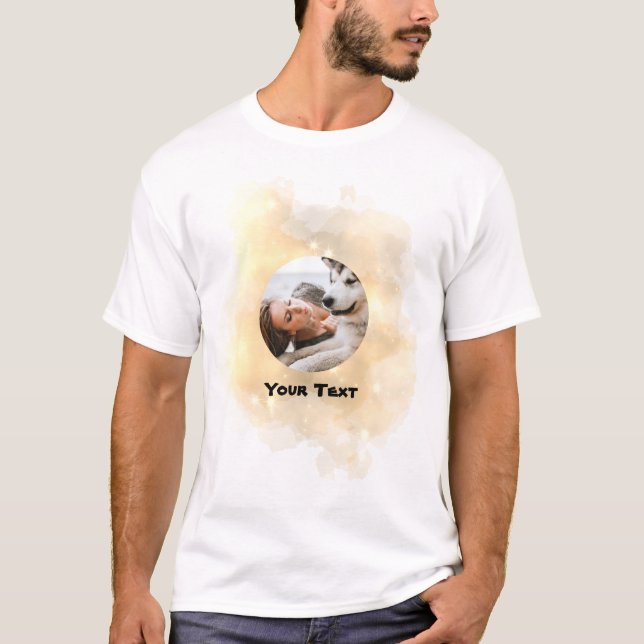 Anpassningsbar Gult Foto och text T-Shirt (Framsida)