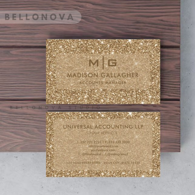 Anpassningsbar Gult Guld Glitter Professionell Visitkort (Custom Yellow Gold Glitter Professional Business Card)