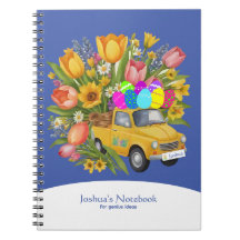 Anpassningsbar Gult Lastbil bärare av Påskägg Blom