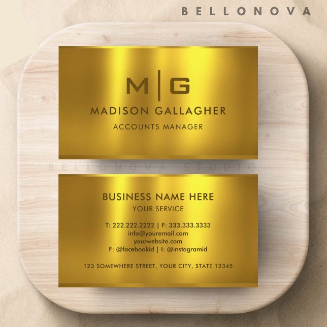 Anpassningsbar Gult Metall Professionell Visitkort (Custom Gold Yellow Metal Professional Business Card)