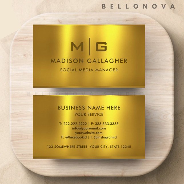 Anpassningsbar Gult Metall Professionell Visitkort (Custom Gold Yellow Metal Professional Business Card)