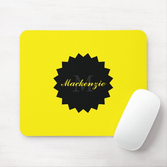 Anpassningsbar Gult Mouse Pad med Namn och Initial Musmatta (Med mus)