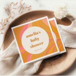 Anpassningsbar Gult Orange Rosa  Marble Baby Showe Pappersservett