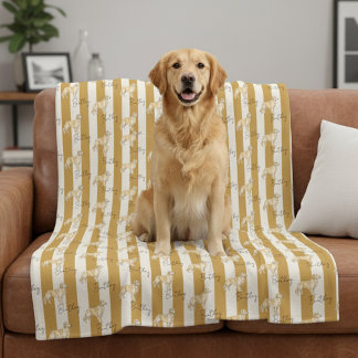Anpassningsbar Gult Rand Golden Retriever Pet Namn Fleecefilt