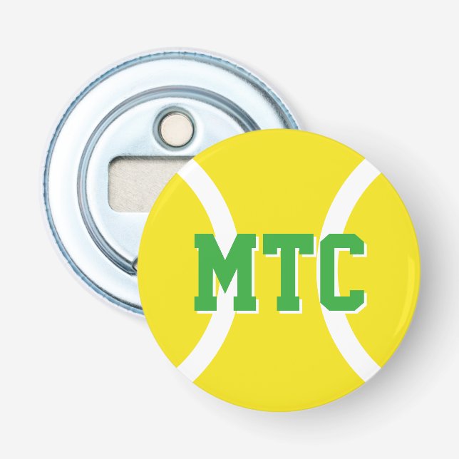 Anpassningsbar gult tennis boll flaska opener magn flasköppnare (Framsidan)