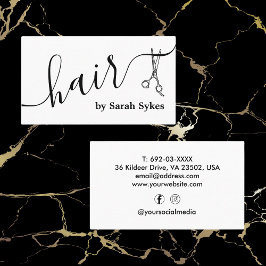Anpassningsbar Hair Stylist-sax Skriptvit Barber W Visitkort