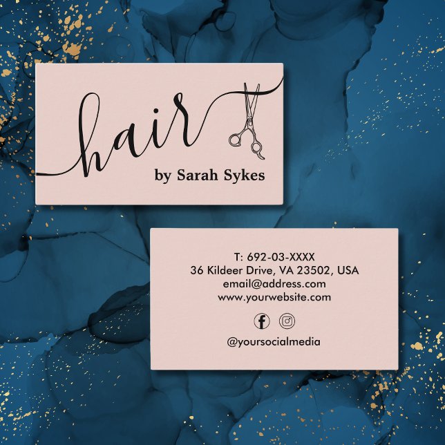 Anpassningsbar Hair Stylist Saxor Calligraphy  Ros Visitkort (Skapare uppladdad)