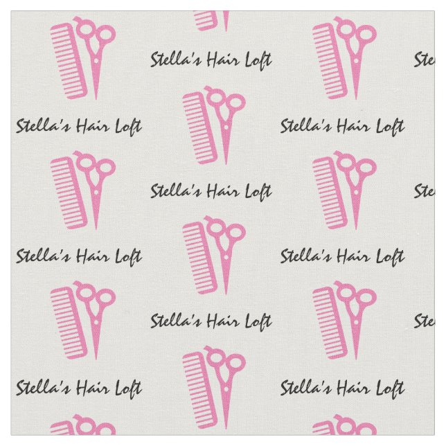 Anpassningsbar Hairdresser Rosa Sissor Comb Fabric Tyg (Närbild)