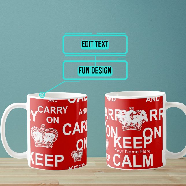 Anpassningsbar håll lugn och fortsätt på Mugg (Drink your hot beverage each morning with this reminder to keep it a stress-free day. )