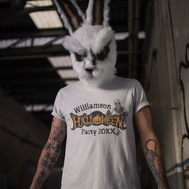 Anpassningsbar Halloween Årlig Party Skeleton T Shirt (Skapare uppladdad)
