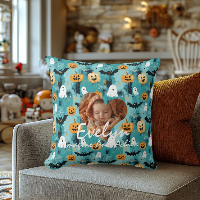 Anpassningsbar Halloween Baby Photo Pillow med cit Kudde (Skapare uppladdad)