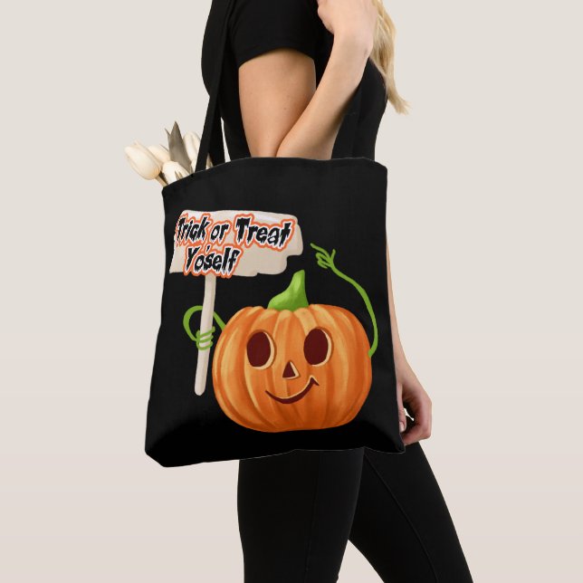 Anpassningsbar Halloween Bag, Bus eller godis You  Tygkasse (Närbild)