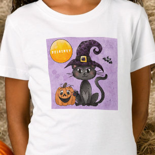 Anpassningsbar Halloween Black Cat Pumpkin T Shirt