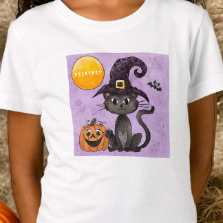 Anpassningsbar Halloween Black Cat Pumpkin T Shirt