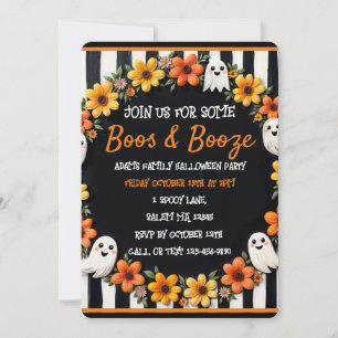 Anpassningsbar Halloween 'Boos & Sprit' Ghost & Bl Inbjudningar