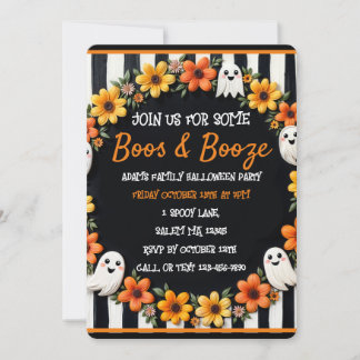 Anpassningsbar Halloween 'Boos & Sprit' Ghost & Bl Inbjudningar