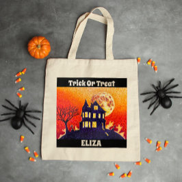 Anpassningsbar Halloween Bus eller godis Haunted H Tygkasse