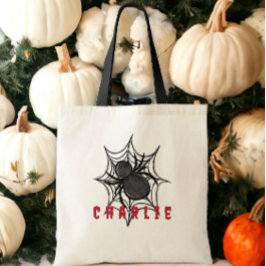 Anpassningsbar Halloween Bus eller godis Spindelnä Tygkasse