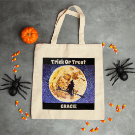 Anpassningsbar Halloween Bus eller godis Witch Tot Tygkasse