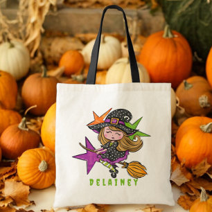 Anpassningsbar Halloween Bus eller godis Witch Whi Tygkasse