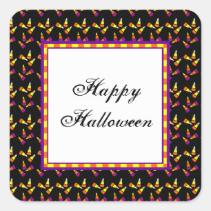 Anpassningsbar Halloween Candy corn Sticker Fyrkantigt Klistermärke