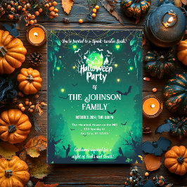Anpassningsbar Halloween fest med Grönt Lanternor  Inbjudningar
